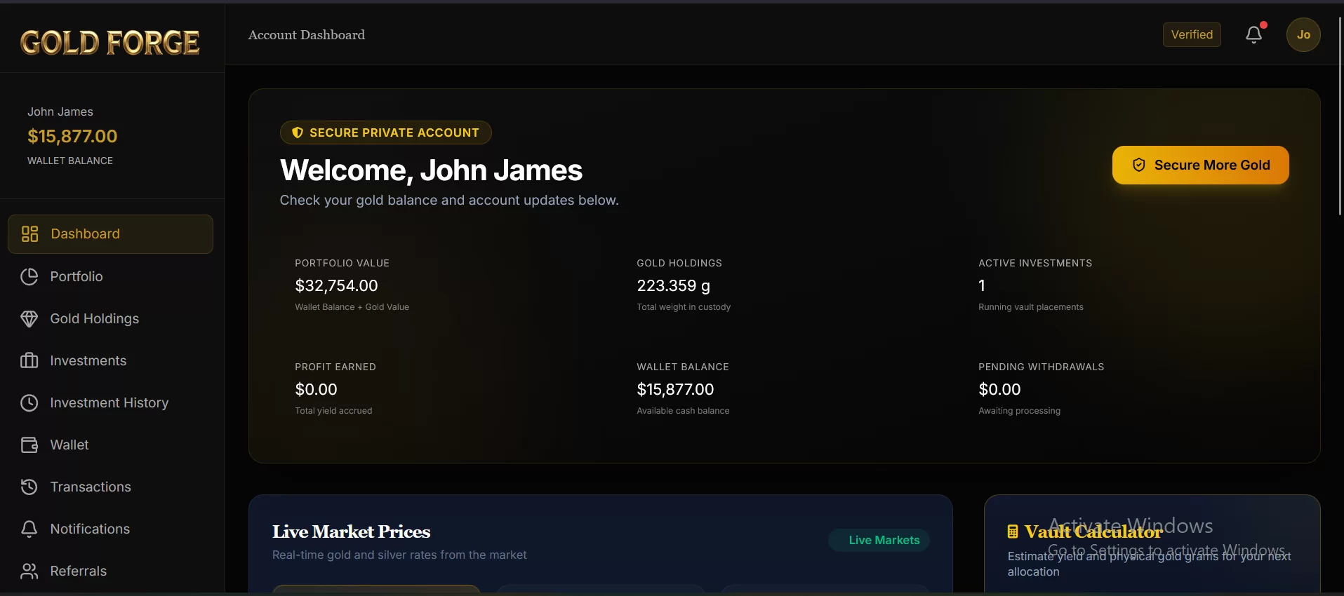 GoldForge Investment – Gold Investment & Wealth Management Platform