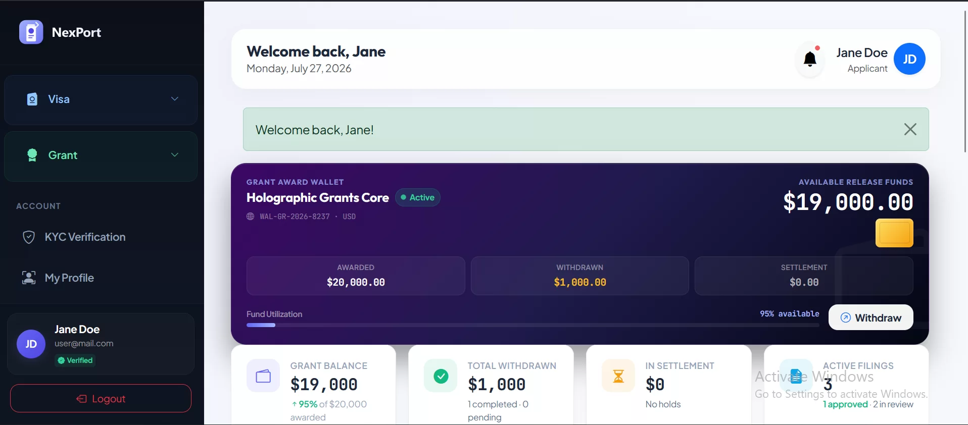 Nexport Grant & Visa Application Platform